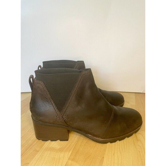 Sorel Women’s Cate Chelsea Booties Leather Size 10 Brown - Picture 1 of 12